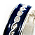 Blue Ornamental Enamel Hinged Bangle Bracelet (Silver Tone) - view 3