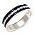 Blue Ornamental Enamel Hinged Bangle Bracelet (Silver Tone) - view 12