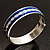 Blue Ornamental Enamel Hinged Bangle Bracelet (Silver Tone) - view 4
