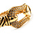 Pave Set 'Buckle' Hinged Bangle Bracelet (Gold Tone) - view 3