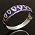 Deep Purple Ornamental Enamel Hinged Bangle Bracelet (Silver Tone) - view 2