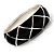 Black Enamel Ornamental Hinged Bangle Bracelet (Silver Tone) - view 9
