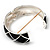 Black Enamel Ornamental Hinged Bangle Bracelet (Silver Tone) - view 6