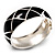 Black Enamel Ornamental Hinged Bangle Bracelet (Silver Tone) - view 10