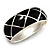 Black Enamel Ornamental Hinged Bangle Bracelet (Silver Tone) - view 12