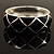 Black Enamel Ornamental Hinged Bangle Bracelet (Silver Tone) - view 13
