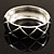 Black Enamel Ornamental Hinged Bangle Bracelet (Silver Tone) - view 14