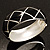 Black Enamel Ornamental Hinged Bangle Bracelet (Silver Tone) - view 2