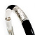Thin Classic Black Enamel Hinged Bangle Bracelet (Silver Tone) - view 8