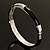Thin Classic Black Enamel Hinged Bangle Bracelet (Silver Tone) - view 17