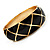 Wide Black Enamel Ornamental Hinged Bangle Bracelet (Gold Tone) - view 11