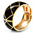 Wide Black Enamel Ornamental Hinged Bangle Bracelet (Gold Tone) - view 12