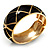 Wide Black Enamel Ornamental Hinged Bangle Bracelet (Gold Tone) - view 13