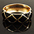 Wide Black Enamel Ornamental Hinged Bangle Bracelet (Gold Tone) - view 14