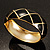 Wide Black Enamel Ornamental Hinged Bangle Bracelet (Gold Tone) - view 5