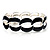 'Oval Link Chain' Navy Blue Enamel Hinged Bangle Bracelet (Silver Tone) - view 9