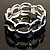 'Oval Link Chain' Navy Blue Enamel Hinged Bangle Bracelet (Silver Tone) - view 16