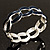 'Oval Link Chain' Navy Blue Enamel Hinged Bangle Bracelet (Silver Tone) - view 17