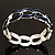 'Oval Link Chain' Navy Blue Enamel Hinged Bangle Bracelet (Silver Tone) - view 12