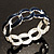 'Oval Link Chain' Navy Blue Enamel Hinged Bangle Bracelet (Silver Tone) - view 5