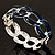 'Oval Link Chain' Navy Blue Enamel Hinged Bangle Bracelet (Silver Tone) - view 18