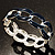 'Oval Link Chain' Navy Blue Enamel Hinged Bangle Bracelet (Silver Tone) - view 4