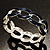 'Oval Link Chain' Navy Blue Enamel Hinged Bangle Bracelet (Silver Tone) - view 6