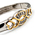 Two Tone Open Heart Crystal Hinged Bangle Bracelet - view 9