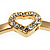 Romantic Crystal Heart Hinged Bangle Bracelet (Gold Tone) - view 10