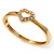 Romantic Crystal Heart Hinged Bangle Bracelet (Gold Tone) - view 14
