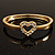 Romantic Crystal Heart Hinged Bangle Bracelet (Gold Tone) - view 2