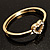 Romantic Crystal Heart Hinged Bangle Bracelet (Gold Tone) - view 4