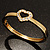 Romantic Crystal Heart Hinged Bangle Bracelet (Gold Tone) - view 3