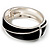Black Enamel Diagonal Hinged Bangle Bracelet (Silver Tone) - view 8