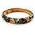 Thin Multicoloured Enamel Hinged Bangle Bracelet (Gold Tone)