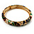 Thin Multicoloured Enamel Hinged Bangle Bracelet (Gold Tone) - view 3
