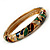 Thin Multicoloured Enamel Hinged Bangle Bracelet (Gold Tone) - view 6