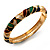 Thin Multicoloured Enamel Hinged Bangle Bracelet (Gold Tone) - view 9