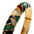 Thin Multicoloured Enamel Hinged Bangle Bracelet (Gold Tone) - view 4