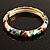 Thin Multicoloured Enamel Hinged Bangle Bracelet (Gold Tone) - view 14