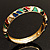 Thin Multicoloured Enamel Hinged Bangle Bracelet (Gold Tone) - view 15