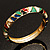 Thin Multicoloured Enamel Hinged Bangle Bracelet (Gold Tone) - view 7
