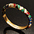 Thin Multicoloured Enamel Hinged Bangle Bracelet (Gold Tone) - view 5