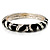Black & Light Cream Crystal Zebra Pattern Enamel Hinged Bangle Bracelet (Silver Tone) - view 16