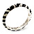 Black & Light Cream Crystal Zebra Pattern Enamel Hinged Bangle Bracelet (Silver Tone) - view 11
