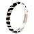 Black & Light Cream Crystal Zebra Pattern Enamel Hinged Bangle Bracelet (Silver Tone) - view 12