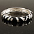 Black & Light Cream Crystal Zebra Pattern Enamel Hinged Bangle Bracelet (Silver Tone) - view 2