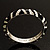 Black & Light Cream Crystal Zebra Pattern Enamel Hinged Bangle Bracelet (Silver Tone) - view 14