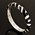Black & Light Cream Crystal Zebra Pattern Enamel Hinged Bangle Bracelet (Silver Tone) - view 17