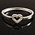 Romantic Crystal Heart Hinged Bangle Bracelet (Silver Tone) - view 5